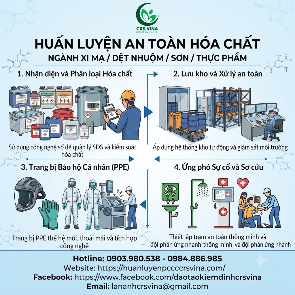 Huấn luyện an toàn hóa chất ngành xi mạ / dệt nhuộm / sơn / thực phẩm